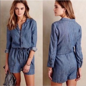 Level 99 denim colored chambray romper